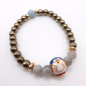 COPY - Doraemon - Pyrite Mineral - 24k Gold Vermeil Charm with Enamel
